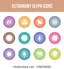 Unique astronomy vector glyph icon set