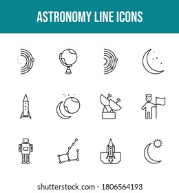 Unique astronomy vector line icon set