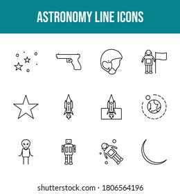 Unique astronomy vector line icon set