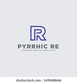 Unique attractive creative modern connected technological PR RP P R initial based letter icon logo.