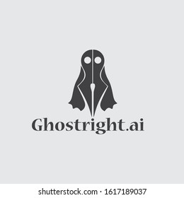 Unique attractive creative modern ghost logo, and pen ghost logo