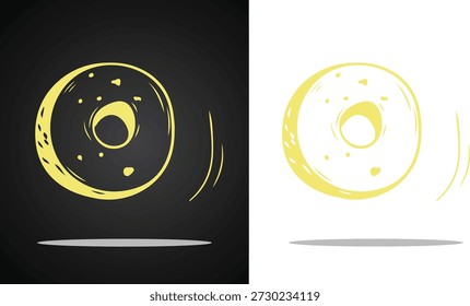 Una Imagen única y atractiva del logotipo del Vector del pan del palillo del donut que se ve muy deliciosa en oro brillante con un fondo transparente, negro y blanco, para el logotipo, la marca, el diseño y muchos otros propósitos.