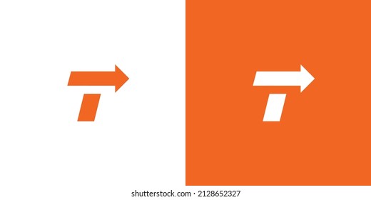 Unique and attractive letter T initial direction logo design
