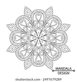 Página de libro para colorear de Mandala atractiva única. Páginas fáciles de libros para colorear de mandala para que los adultos se relajen, las experiencias dan alivio. Archivo de Vector de tamaño variable.