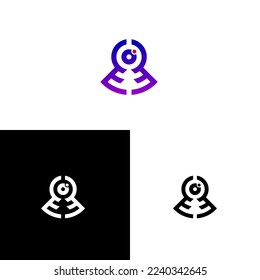 Logo único, atractivo, moderno y limpio de la CCTV. Gradiente morado en color, se puede cambiar como se desee, también inserté el logo en Blanco y Negro