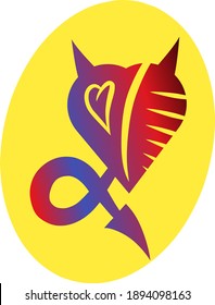 a unique and attractive simple red devil design suitable for logos or mascots