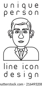 unique authentic imaginary person line icon user profile picture portrait