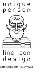 imagen de perfil de usuario de la línea de la persona imaginaria única