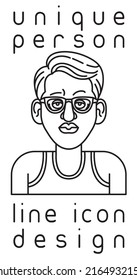 unique authentic imaginary person line icon user profile picture portrait