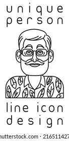 unique authentic imaginary person line icon user profile picture portrait