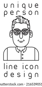 unique authentic imaginary person line icon user profile picture portrait