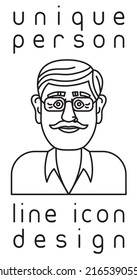 unique authentic imaginary person line icon user profile picture portrait