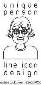 unique authentic imaginary person line icon user profile picture portrait