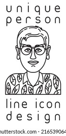 unique authentic imaginary person line icon user profile picture portrait