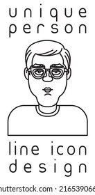 unique authentic imaginary person line icon user profile picture portrait