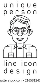unique authentic imaginary person line icon user profile picture portrait