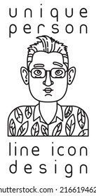 unique authentic imaginary person line icon user profile picture portrait
