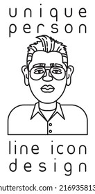 unique authentic imaginary person line icon user profile picture portrait