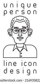 unique authentic imaginary person line icon user profile picture portrait