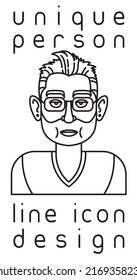 unique authentic imaginary person line icon user profile picture portrait