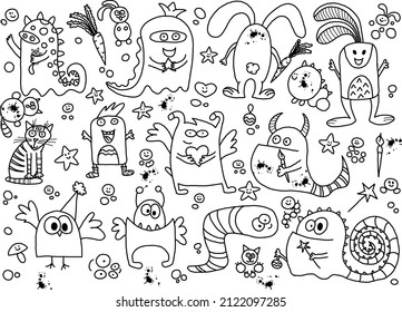 Unique author's characters for colorings. Kids really like to paint them
