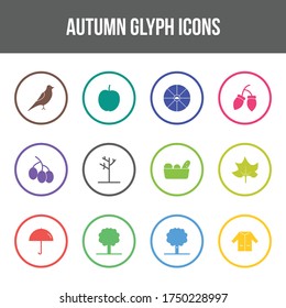 Unique autumn vector glyph icon set