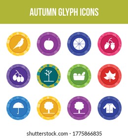 Unique autumn vector glyph icon set