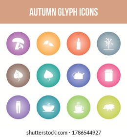 Unique autumn vector glyph icon set