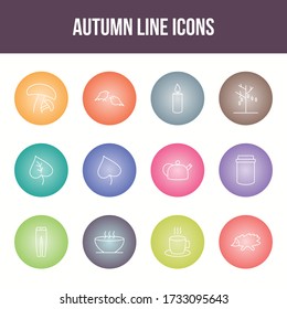 Unique autumn vector line icon set