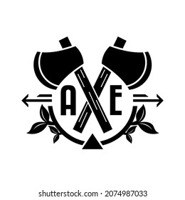 una imagen de hacha única que puede utilizarse como logotipo de carpintero o lumberjack u otros fines relacionados con los ejes