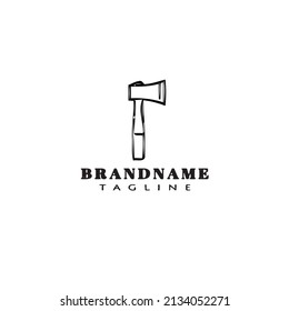 icono del logotipo de ax único caricatura plantilla linda ilustración vectorial negro moderna