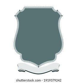 Unique badge with shield style design. Flat and solid color vector illustration.