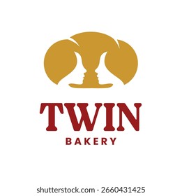 Unique bakery logo with abstract twin faces forming bread. Perfect for bakeries and cafes.