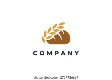 Logotipo único de la panadería con el trigo y el pan