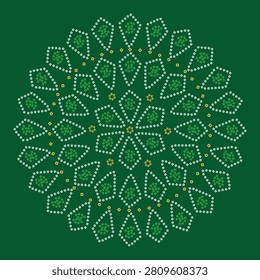 Unique Bandhani Mandala Pattern Green Background
