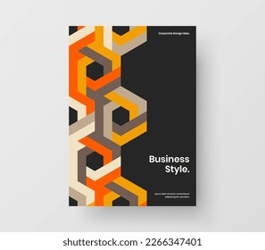 Unique banner A4 design vector illustration. Original geometric shapes catalog cover template.
