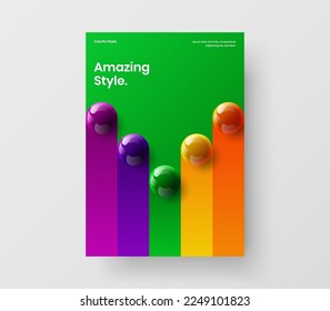 Unique banner A4 vector design template. Geometric 3D spheres company identity concept.
