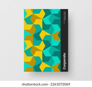 Unique banner A4 vector design template. Clean geometric tiles company identity layout.