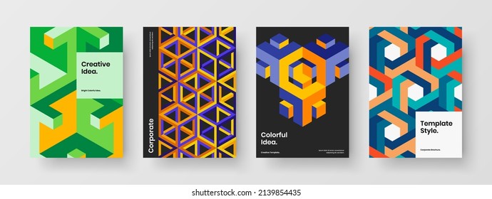 Unique banner design vector concept collection. Isolated mosaic shapes magazine cover layout set.