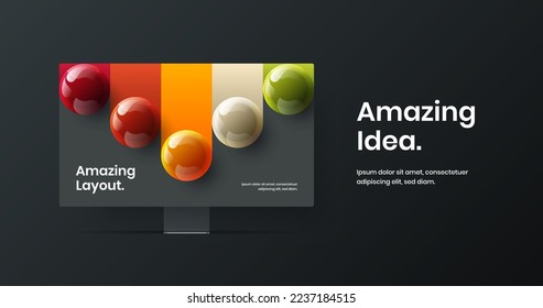 Unique banner design vector layout. Abstract desktop mockup landing page template.