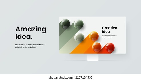 Unique banner design vector layout. Original computer display mockup landing page illustration.