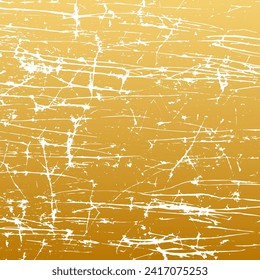 Unique banner, gold background. Splatter texture, grunge texture with cracks, scuffs, chips, stains, lines. Current design solution for brochure, catalog, book, poster, flyer, invitation.