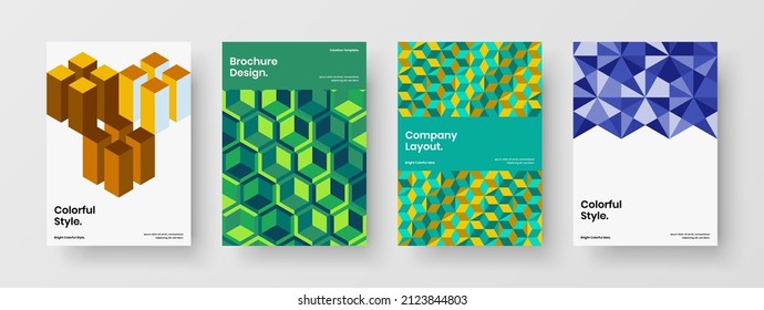 Unique banner vector design layout bundle. Modern geometric tiles company cover template set.