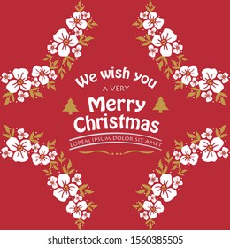 Unique banner of very merry christmas, with elegant beautiful white wreath frame. Vector