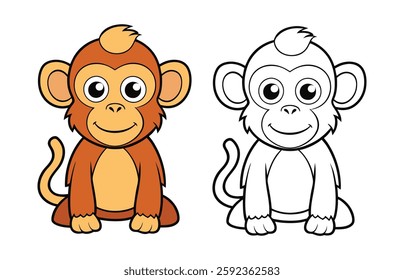 Unique Barbary Macaque Coloring Illustration