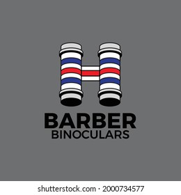 unique barber binoculars logo vector template