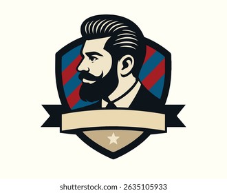 Unique barber logo Vector Illustration