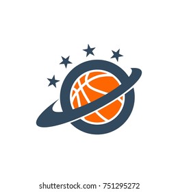 unique basket ball logo. editable. vector
