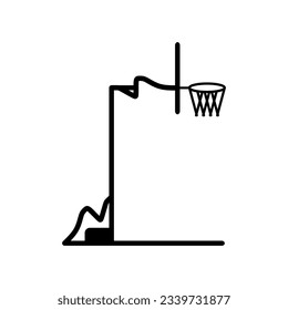 Unique Basketball net and hoop. Black fill silhouette icon vector illustration of street ball stand. Editable graphic resources for many purposes.