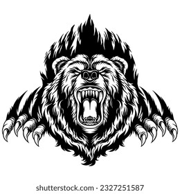 Unique bear vector with black color for design material